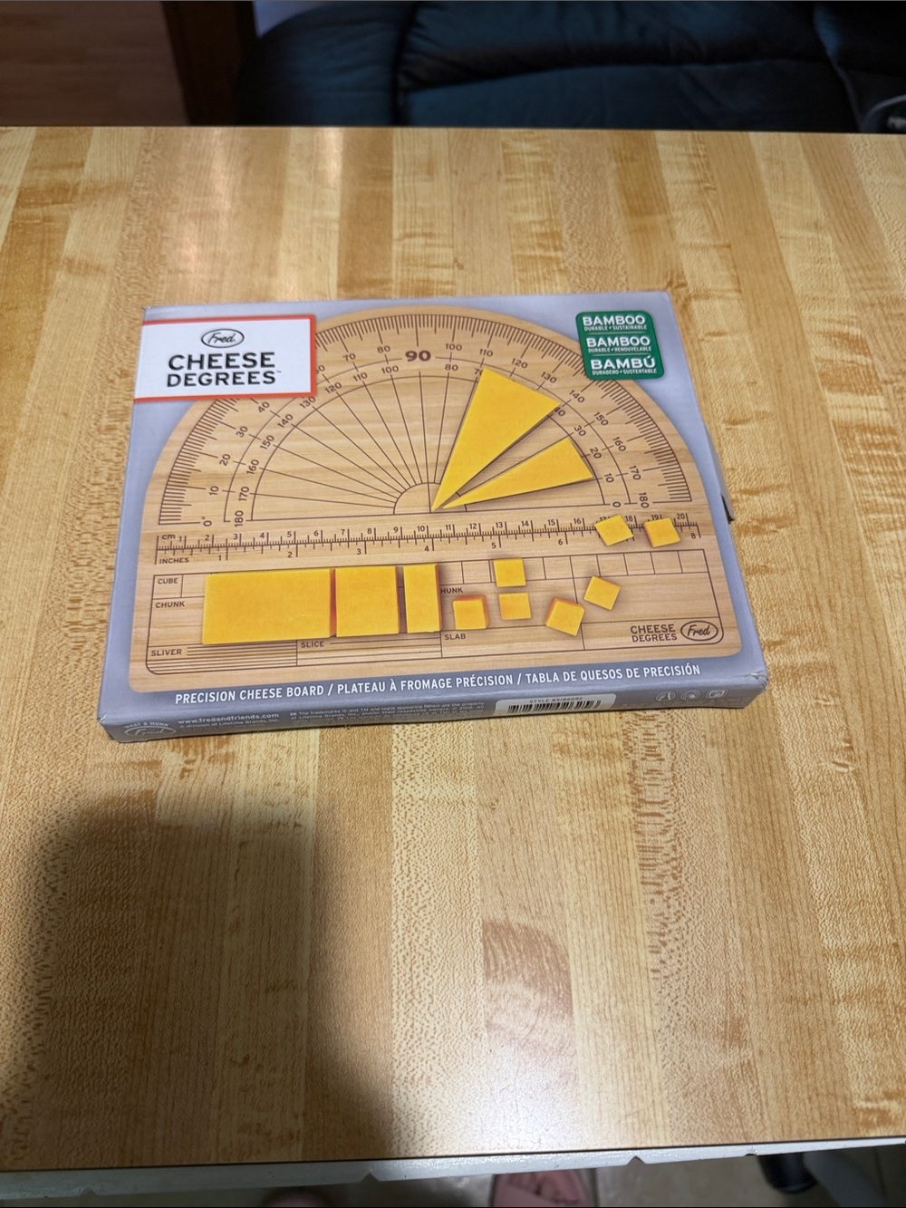 Fred Cheese Degrees Precision Bamboo Cheese Board with Yellow Accents